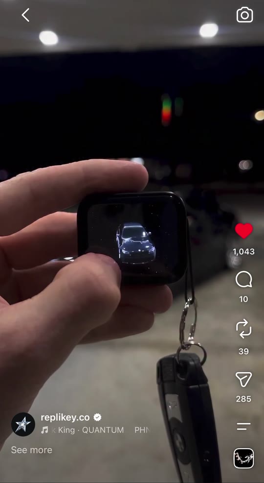 Keyzovio illuminated car display at night