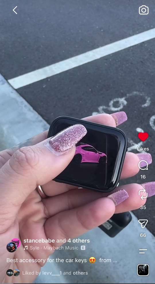 Pink custom car displayed on a Keyzovio